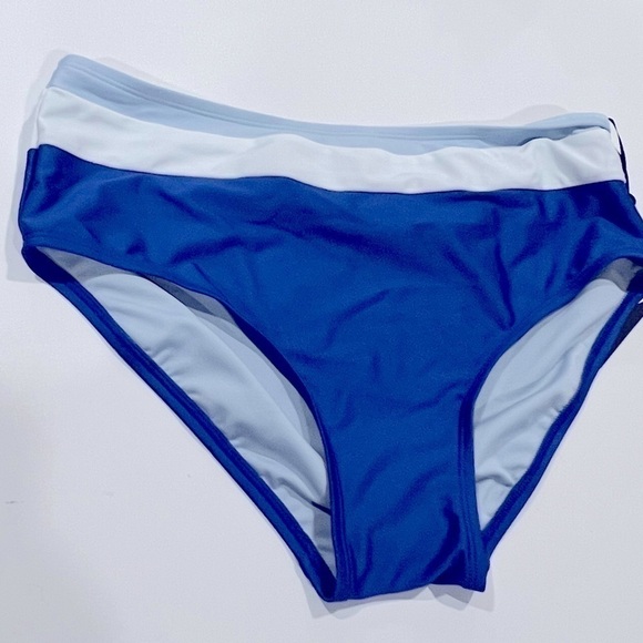 DKNY Colorblocked High-Waist Bikini Bottoms swimsuit, swimwear Lapis Blue New L - Picture 7 of 11